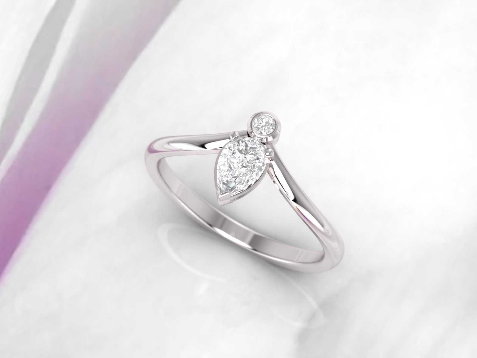 Diamant Verlobungsring. Ring. Pear 14K, 18K, Weiß-, Gelb - Oder Roségold. Erhältlich in Platin von DameJewelry