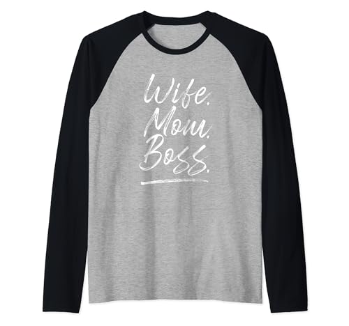 Wife Mom Boss Mama Muttertag Spruch Mum Statement Damen Raglan von Damen Kleidung Muttertagsgeschenk Geschenkidee