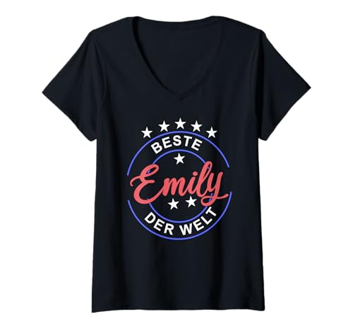 Damen Beste Emily der Welt lustiger Spruch Vorname T-Shirt mit V-Ausschnitt Damen Beste Emily der Welt lustiger Spruch Vorname T-Shirt mit V-Ausschnitt von Damen Mädchen Frauen Emily Name Geschenkidee