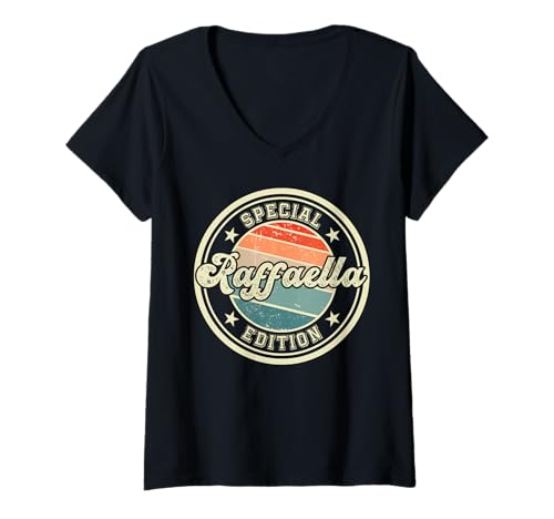 Damen Raffaella Special Edition lustiger Spruch Vorname T-Shirt mit V-Ausschnitt von Damen Mädchen Frauen Raffaella Name Geschenkidee