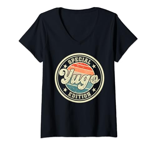 Damen Special Edition Yugo lustiger Spruch Vorname Yugo T-Shirt mit V-Ausschnitt von Damen Mädchen Frauen Yugo Name Geschenkidee