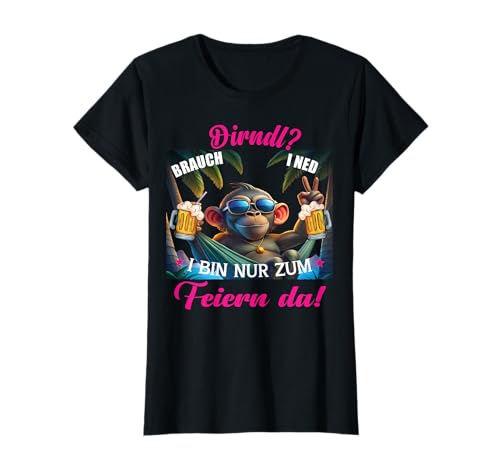 Dirndl Trachten Damen lustiger Affe Oktoberfest Dirndl T-Shirt von Damen Trachtenshirts bayrische Tracht Bluse Kostüm