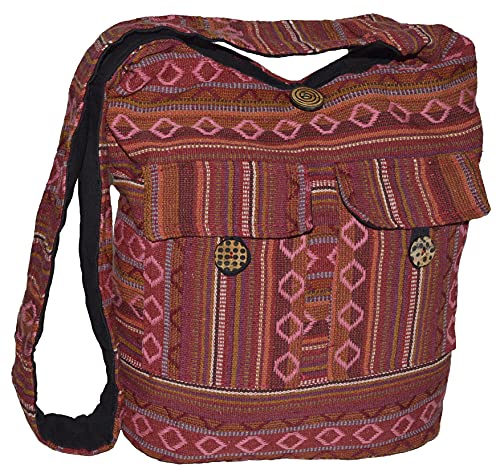 Schultertasche Umhängetasche Beuteltasche Freizeittasche Ethno Boho Hippie Goa Indische Tasche (B08.05) von Damentaschen