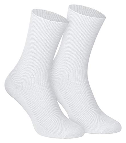 10 Paar Herren Arztsocken Kochfeste Socken Weiß, mit hohem Baumwoll Anteil natürlich hygienisch frisch, Weiß, 45 von Dameris