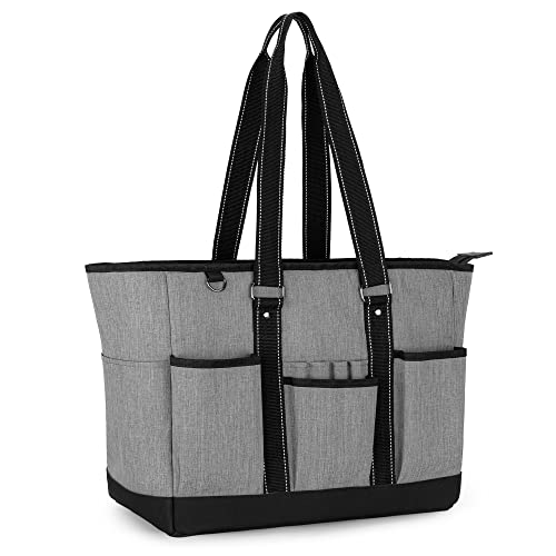 Damero Lehrertasche, Lehrer Arbeitstasche mit gepolstertem Laptopfach, Lehrer Utility Tasche mit mehreren Taschen für Schule, Arbeit, Grau von Damero