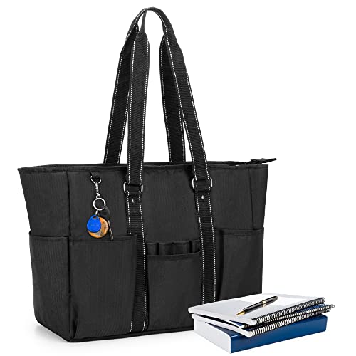 Damero Lehrertasche, Lehrer Arbeitstasche mit gepolstertem Laptopfach, Lehrer Utility Tasche mit mehreren Taschen für Schule, Arbeit, Schwarz von Damero