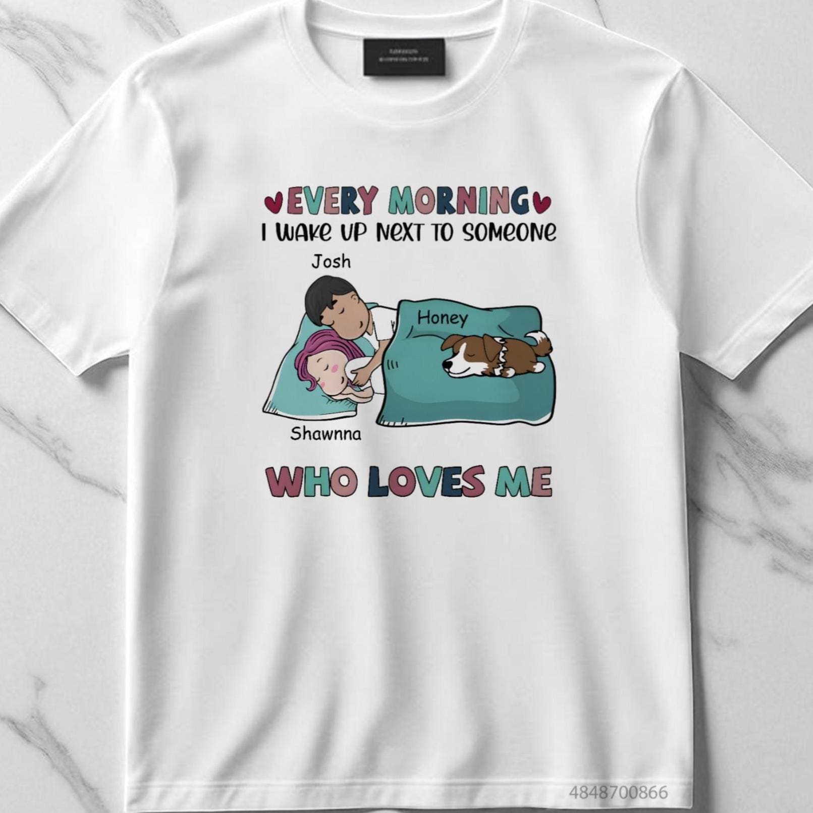 Personalisiertes Paar Und Hund Offizielles Sleepshirt, Hundekatzenschlaf-Shirt, Geburtstagsgeschenk Für Frau von DamianGoods
