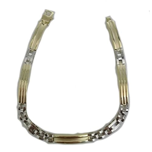 Damiata Gioielli Halbstarres Herren-Armband aus Weißgold und Gelbgold 2164/102, 20 cm, Gelbgold Weißgold von Damiata Gioielli