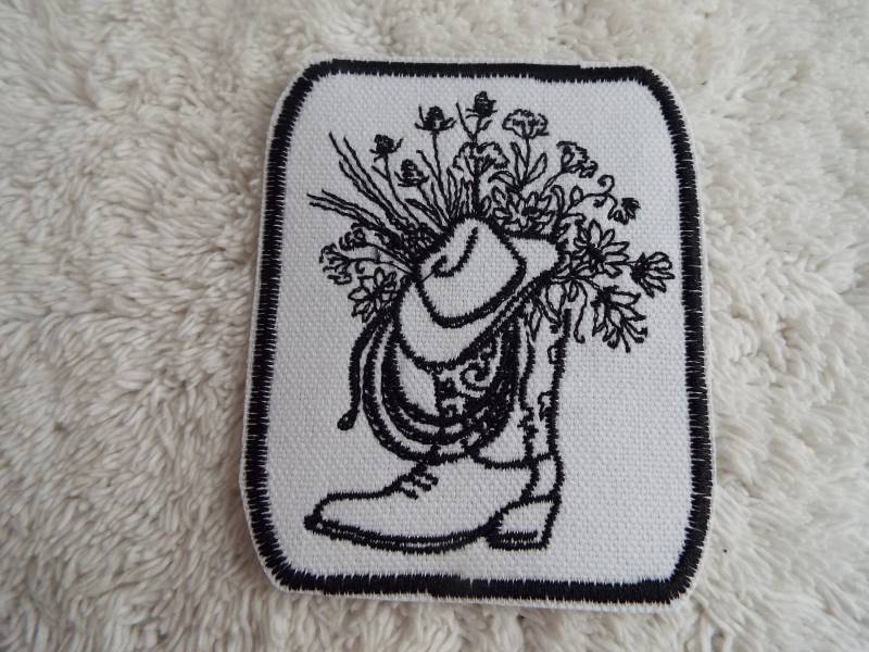 Western Cowboy Boot Hut Seil Blumen Gestickt Aufnäher von DamienCraftShop