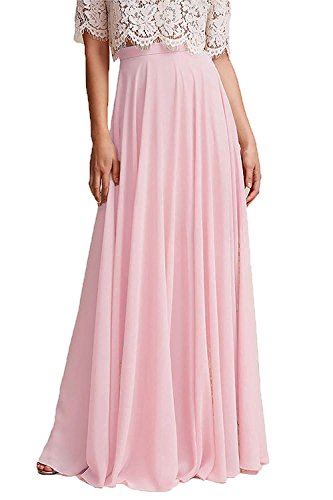 Damier Damen Elegant Flowy Maxi Rock Hohe Taille Retro Abendröcke Doppelte Schicht Langer Rock von Damier