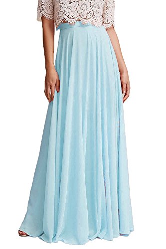 Damier Damen Elegant Flowy Maxi Rock Hohe Taille Retro Abendröcke Doppelte Schicht Langer Rock von Damier