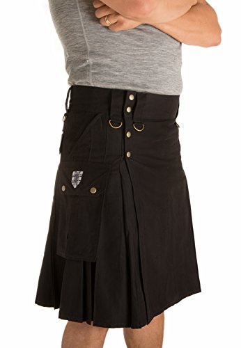 Damn Near Kilt 'Em Herren Stowaway Utility Kilt - Schwarz - Groß von Damn Near Kilt 'Em