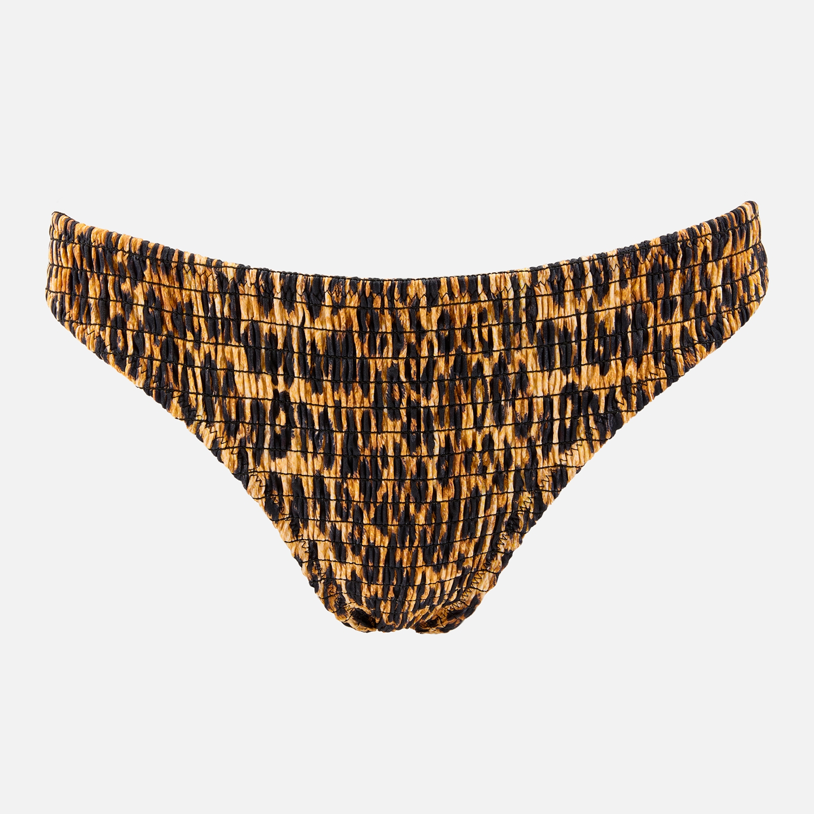 Damson Madder Leopard-Print Shirred Bikini Bottoms - UK 12 von Damson Madder