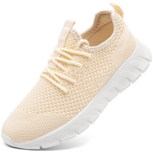 Damyuan Damen Sportschuhe Schuhe Sneaker Turnschuhe Laufschuhe Tennisschuhe lechit Fitnessschuhe Slip on Walkingschuhe beige 38 von Damyuan