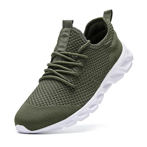 Damyuan Herren Laufschuhe Turnschuhe Sportschuhe Running Sneaker Freizeit Straßenlaufschuhe Fashion Leichtgewichts Atmungsaktiv Walkingschuhe Outdoor Fitness Jogging Sportsschuhe Grün 42 EU von Damyuan