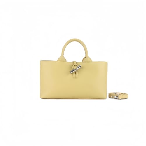 Modische Mini-Handtasche für Damen, echtes Leder, Tragegriff oben, mit Crossbody-Gurt, perfekt für die tägliche Arbeit und Reisen, Beige, Small von Dan Dan