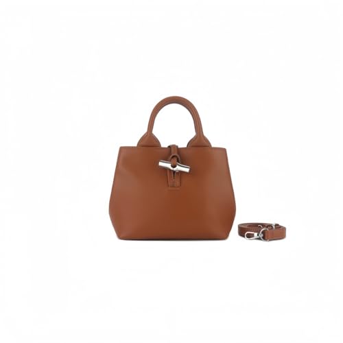 Modische Mini-Handtasche für Damen, echtes Leder, Tragegriff oben, mit Crossbody-Gurt, perfekt für die tägliche Arbeit und Reisen, Braun, Small von Dan Dan