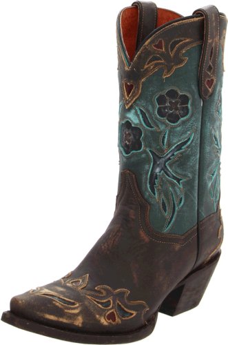 Dan Post Damen Vintage Westernstiefel, Sanded Chocolate/Teal Blue Bird, 40 EU von Dan Post