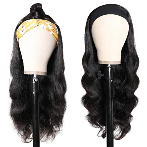 Dan&Dre Curly Wave Stirnband Perücke, Frauen Modische verstellbare Stirnband Schal Perücke Hochtemperatur Faser Perücke mit Damen Stirnbänder Afro Long Black Perücke von Dan&Dre