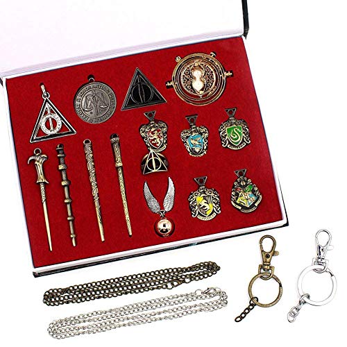 Dan&Dre Harry Potter Zauberstab Set Harry Potter Schlüsselbund Harry Potter Zauberstab Set mit Harry Potter Halskette Schlüsselbund Geschenk von Dan&Dre