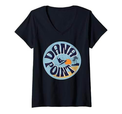 Damen Dana Point T-Shirt mit V-Ausschnitt Damen Dana Point T-Shirt mit V-Ausschnitt von Dana Point Beach California Surfing Surf Ocean USA
