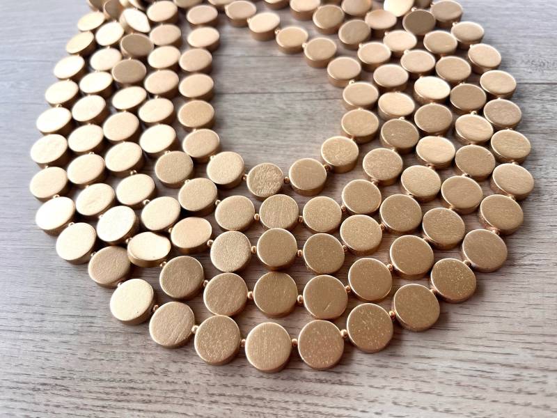 Gold Holz Statement Chunky Multi Strang Halskette Für Frauen - Charlotte von DanaLeBlancDesigns