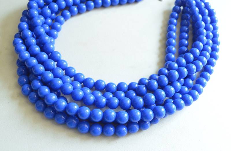 Kobaltblau Acryl Lucite Bead Chunky Multi Strand-Statement Halskette - Alana von DanaLeBlancDesigns