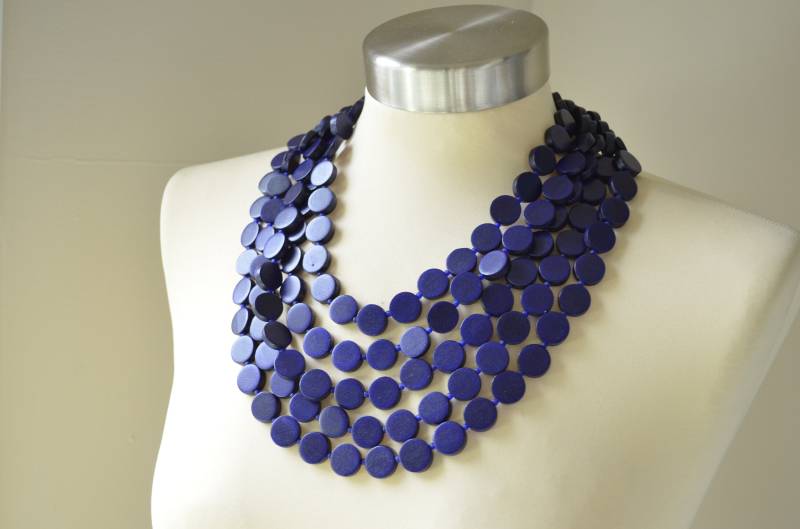 Navy Blue Holz Statement Holzkette Perlenschmuck - Charlotte Navy Blue Holz Statement Holzkette Perlenschmuck - Charlotte von DanaLeBlancDesigns