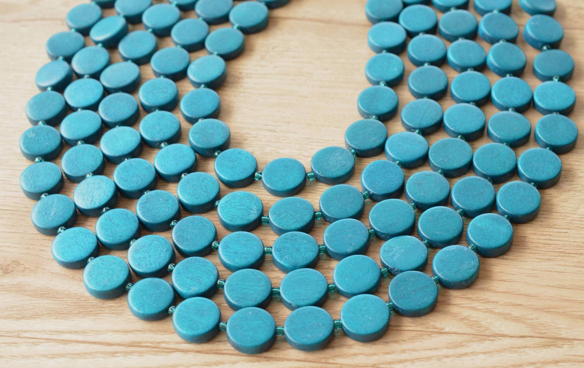 Teal Grün Holz Multi Strang Statement Halskette Geschenk Für Frauen - Charlotte von DanaLeBlancDesigns