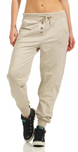 DANAEST Damen Freizeithose Sporthose Sweat Pants lang (623), Grösse:L / 40, Farbe:Beige von DANAEST
