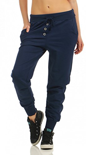 DANAEST Damen Freizeithose Sporthose Sweat Pants lang (623), Grösse:L / 40, Farbe:Dunkelblau von DANAEST