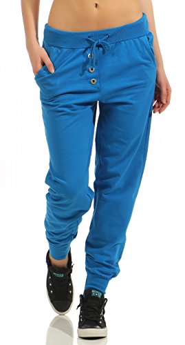 DANAEST Damen Freizeithose Sporthose Sweat Pants lang (623), Grösse:M / 38, Farbe:Blau von DANAEST