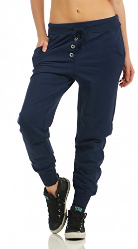 DANAEST Damen Freizeithose Sporthose Sweat Pants lang (623), Grösse:XL / 42, Farbe:Dunkelblau von DANAEST