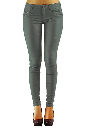 Damen Hose Hüft Kunstlederhose Skinny (No:323) (36, Dunkelgrün) von Danaest