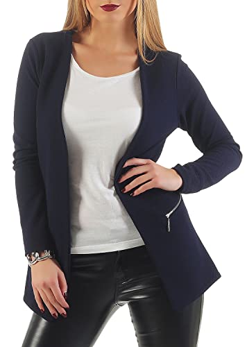 Damen lang Blazer mit Taschen (501), Farbe:Dunkelblau, Blazer 1:40 / L von DANAEST