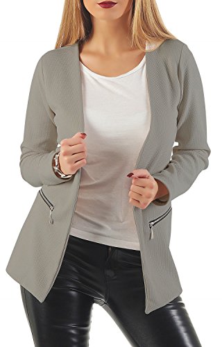 Damen lang Blazer mit Taschen (501), Farbe:Grau, Blazer 1:40 / L von DANAEST