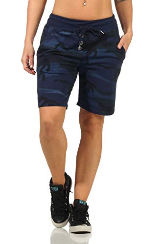 DANAEST Damen Bermuda Shorts Kurze Sporthose Camouflage Tarnhose Army Tarnfleck (663), Farbe:Blau, Grösse:L / 40 von DANAEST