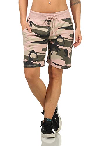 DANAEST Damen Bermuda Shorts Kurze Sporthose Camouflage Tarnhose Army Tarnfleck (663), Farbe:Rosa, Grösse:L / 40 von DANAEST