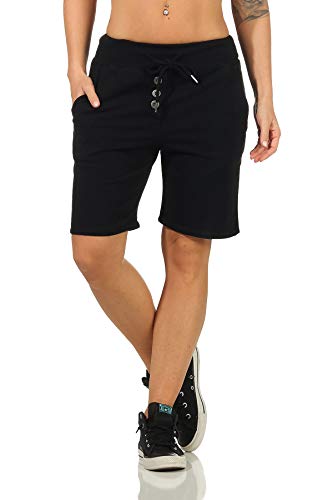 DANAEST Damen Bermuda Shorts Kurze Sporthose Sweatpants Einfarbig Loose (662) (L, Schwarz) von DANAEST