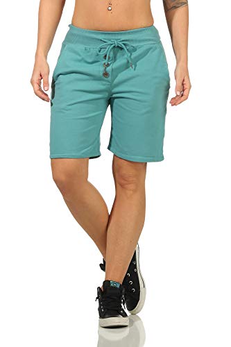 DANAEST Damen Bermuda Shorts Kurze Sporthose Sweatpants Einfarbig Loose (662) (XL, Türkis) von DANAEST