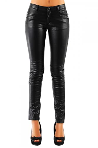 Danaest Damen Kunstlederhose Glanz-Optik Glänzend Skinny (Röhre) 320, Grösse:L / 40;Farbe:Schwarz von Danaest