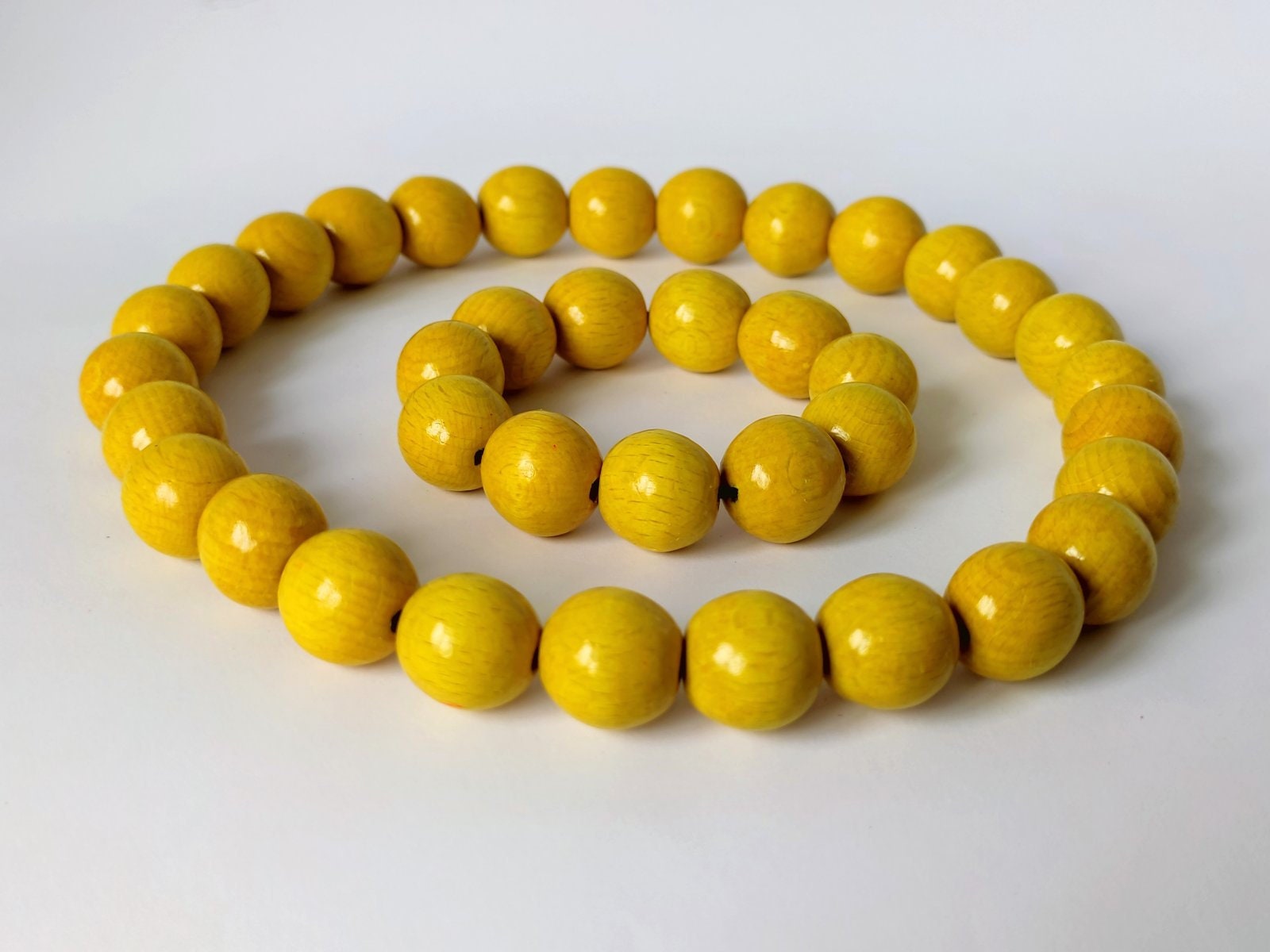 Gelbe Perlen Kette Und Armband, Chunky Kette, Schmuck-Sets, Holz Halskette, Kurze Chunky von DanajewelryUA