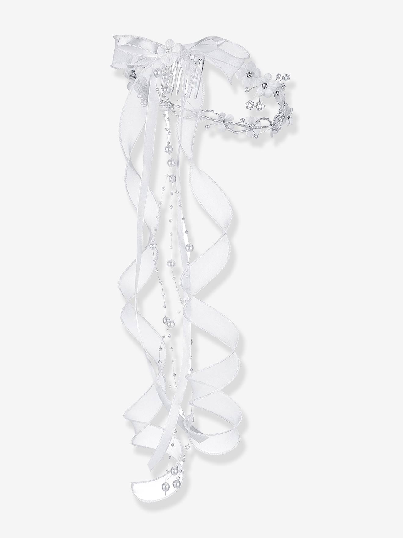 Haarkranz DGRIT aus Blumen mit Perlen und Satin-Bändern Mädchen DANAMADE von Danamade