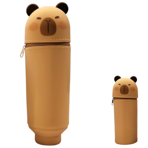 Schulmäppchen aus Weichem Silikon, 2-in-1 Kawaii Federmäppchen Capybara,Cartoon Capybara Federmäppchen,Stifte Mäppchen,Stifthalter Bleistifttasche Mädchen Junge,Große Kapazität Briefpapier Pouch von Danbghyuo