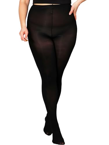 DancMolly Starke Stützwirkung Grosse Grössen Strumpfhosen Damen, Control Top Nylonstrumpfhose, Schwarz 5XL-6XL von DancMolly