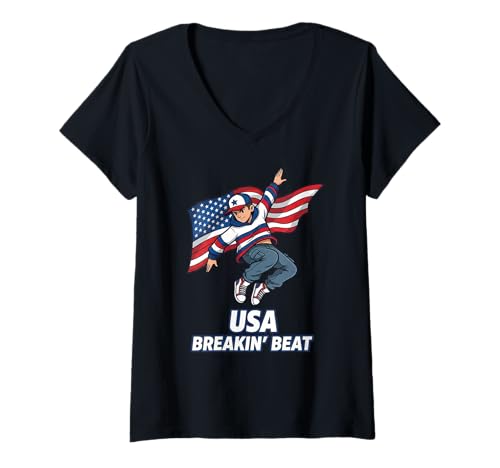 Damen USA National Dance Day Geschenk für Tänzer Männer Jungen Kinder Ehemann T-Shirt mit V-Ausschnitt Damen USA National Dance Day Geschenk für Tänzer Männer Jungen Kinder Ehemann T-Shirt mit V-Ausschnitt von Dance Lover Dancing Competition Graphic Design