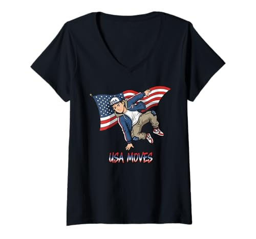 Damen USA National Dance Day Geschenk für Tänzer Männer Jungen Kinder Ehemann T-Shirt mit V-Ausschnitt Damen USA National Dance Day Geschenk für Tänzer Männer Jungen Kinder Ehemann T-Shirt mit V-Ausschnitt von Dance Lover Dancing Competition Graphic Design