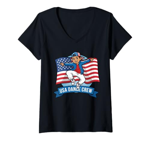 Damen USA National Dance Day Geschenk für Tänzer Männer Jungen Kinder Ehemann T-Shirt mit V-Ausschnitt Damen USA National Dance Day Geschenk für Tänzer Männer Jungen Kinder Ehemann T-Shirt mit V-Ausschnitt von Dance Lover Dancing Competition Graphic Design