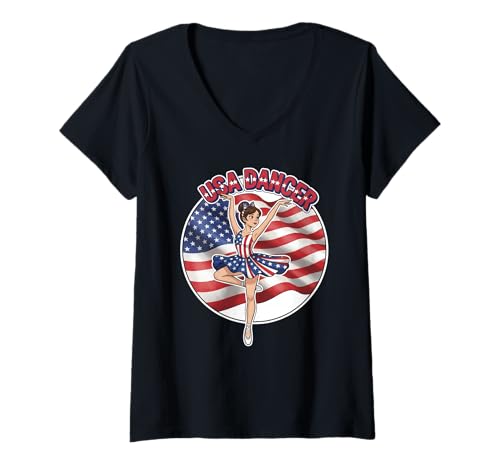 Damen USA National Dance Day Geschenk für Tänzerin, Frauen, Mädchen, Mutter, Ehefrau T-Shirt mit V-Ausschnitt Damen USA National Dance Day Geschenk für Tänzerin, Frauen, Mädchen, Mutter, Ehefrau T-Shirt mit V-Ausschnitt von Dance Lover Dancing Competition Graphic Design