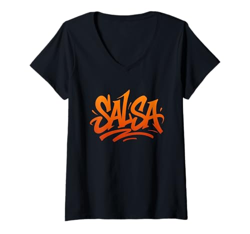 Damen Salsa Dance Graffiti Schriftzug T-Shirt mit V-Ausschnitt Damen Salsa Dance Graffiti Schriftzug T-Shirt mit V-Ausschnitt von Dance Vibes